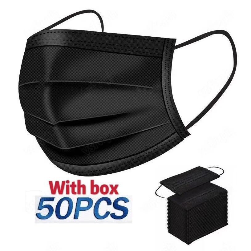 [With Box ]Face Mask 3ply 50Pcs Black Excellent Quality Shopee Philippines