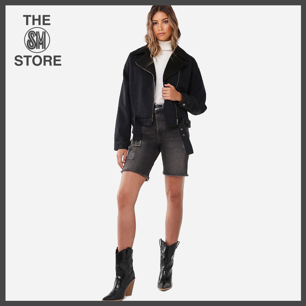 black belted denim jacket