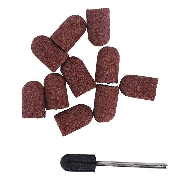 10Pcs Drill Bit Block Sanding Cap Dedicated Head Grinding Sanding Cap er Sand Manicure Pedicure Tool