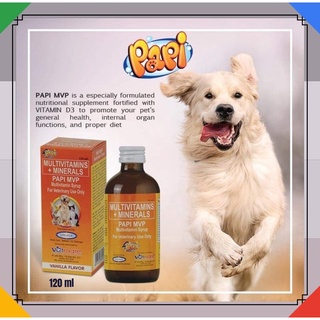 ◙Papi Mvp Multivitamins Syrup For Pets - Vanilla Flavor (120Ml) (With Free 3Ml Syringe)