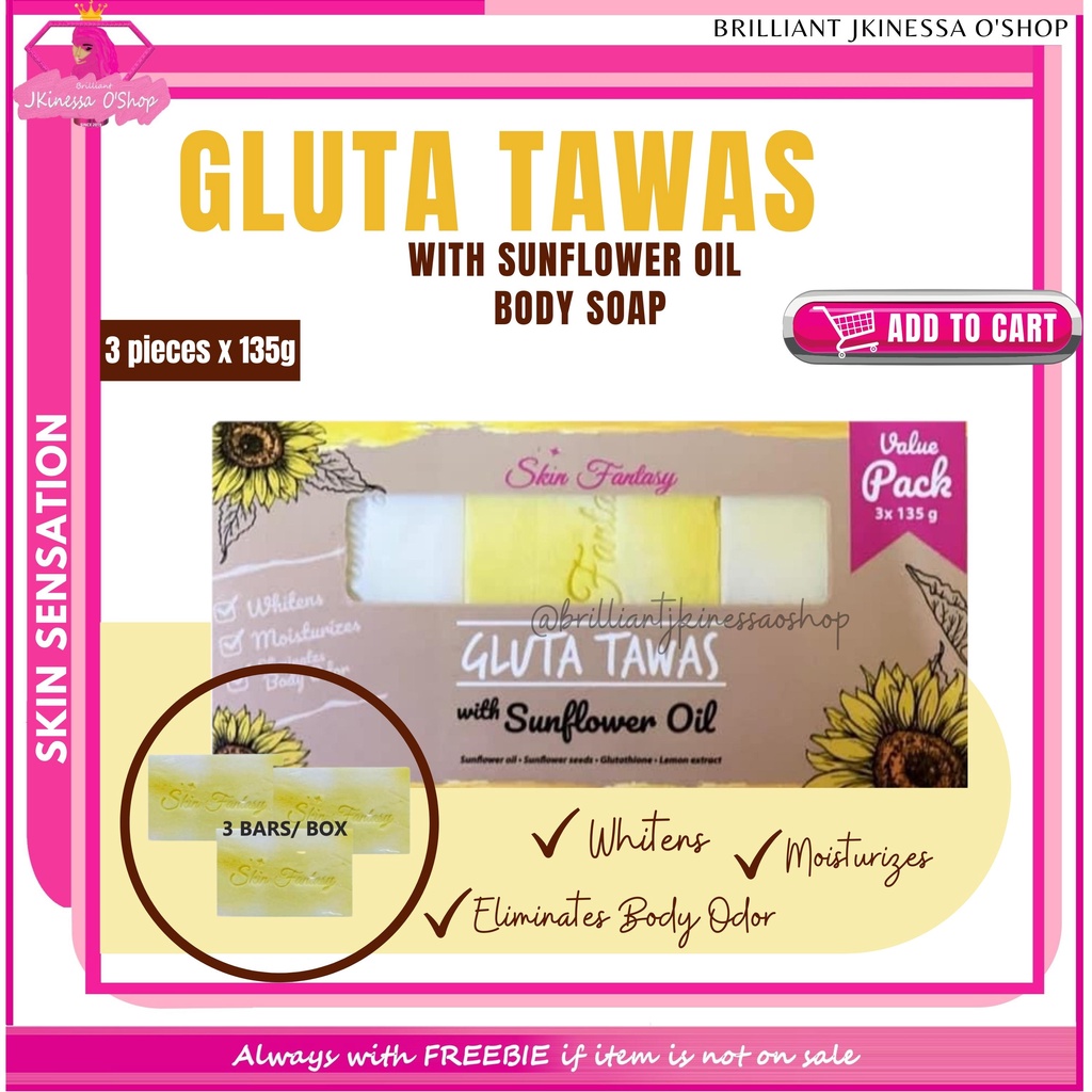 Skin Fantasy Gluta Tawas with Sunflower Oil Body Soap (3x135g) Shopee