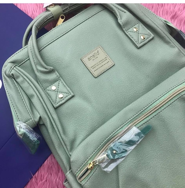 Authentic Mint Green Anello Leather Backpack Shopee Philippines