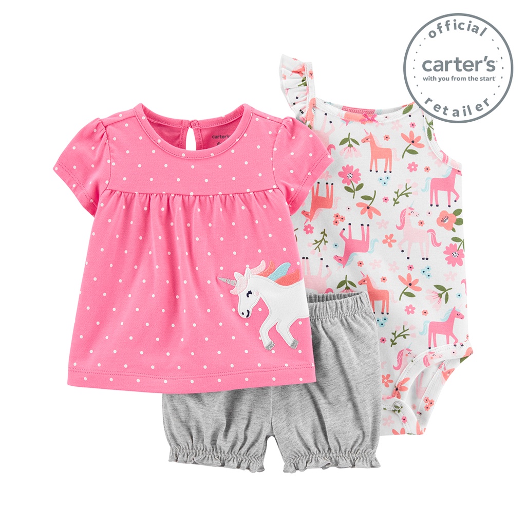 Carter's Baby Girl 3Piece Unicorn Little Short Set Shopee Philippines