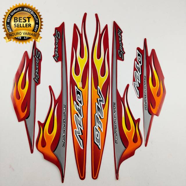 Red Fire Flame Design Body Stripping Sticker Set Accessories Motorcycle