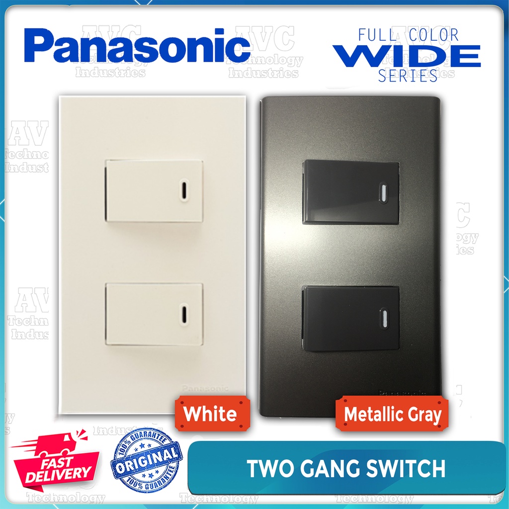 Panasonic Wide Series Two Gang Switch WEG5001K5 (White) WEG5001HK5 (Metallic Gray) Shopee