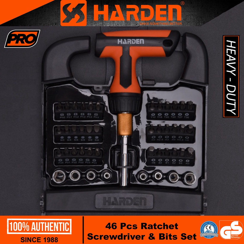 Harden 551046 46 Pcs Ratchet Screwdriver & Bits Set (Professional) Multi Tool Cr-V Screw Driver Bit