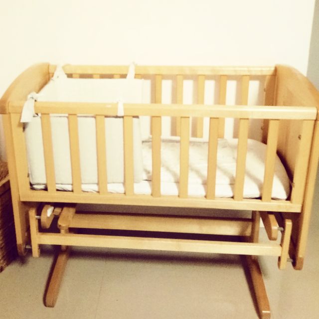 light brown crib