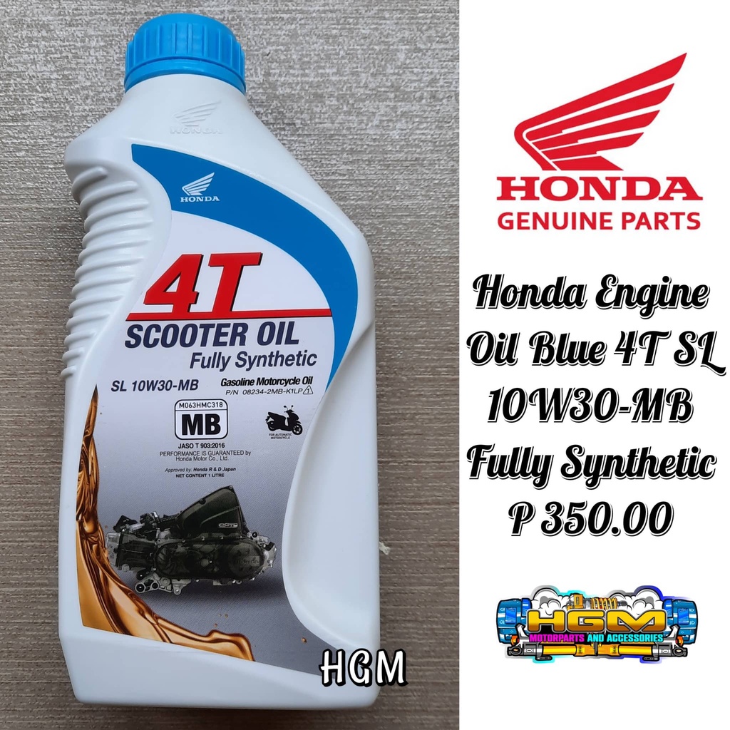 HONDA ENGINE OIL FULLY SYNTHETIC BLUE CAP 10W30 MB 1LITER Shopee Philippines