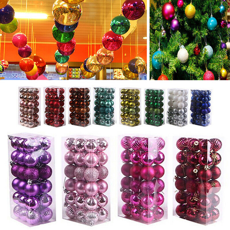 24PC 40mm Christmas Tree Balls Small Bauble Hanging Home Party Ornament Decor 