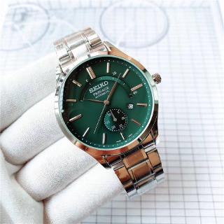 Seiko Emerald Green Calendar Watch Men Quartz Steel Strap Waterproof Watches BoyFriend Gift