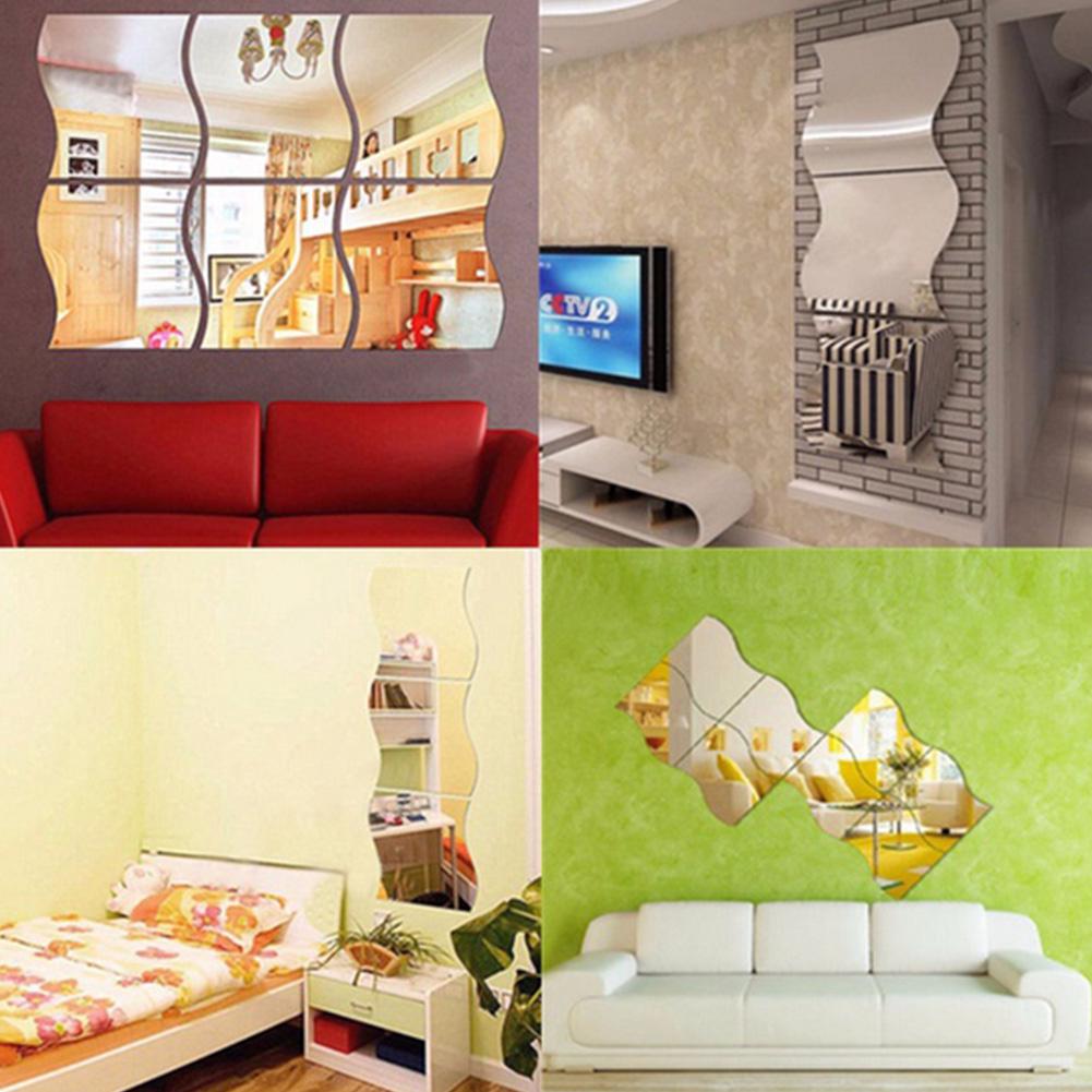 Wall Decals Stickers Creative Wave Designed Wall Stickers Mirror