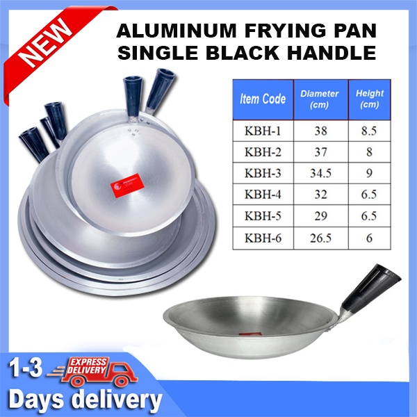 KAWALI /CAWALI SINGLE BLACK HANDLE Aluminum Frying Pan (1PC) Shopee