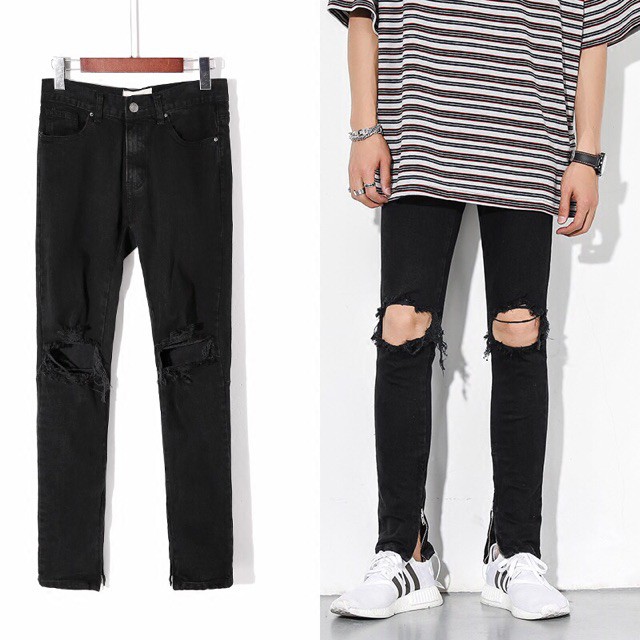 korean ripped jeans mens