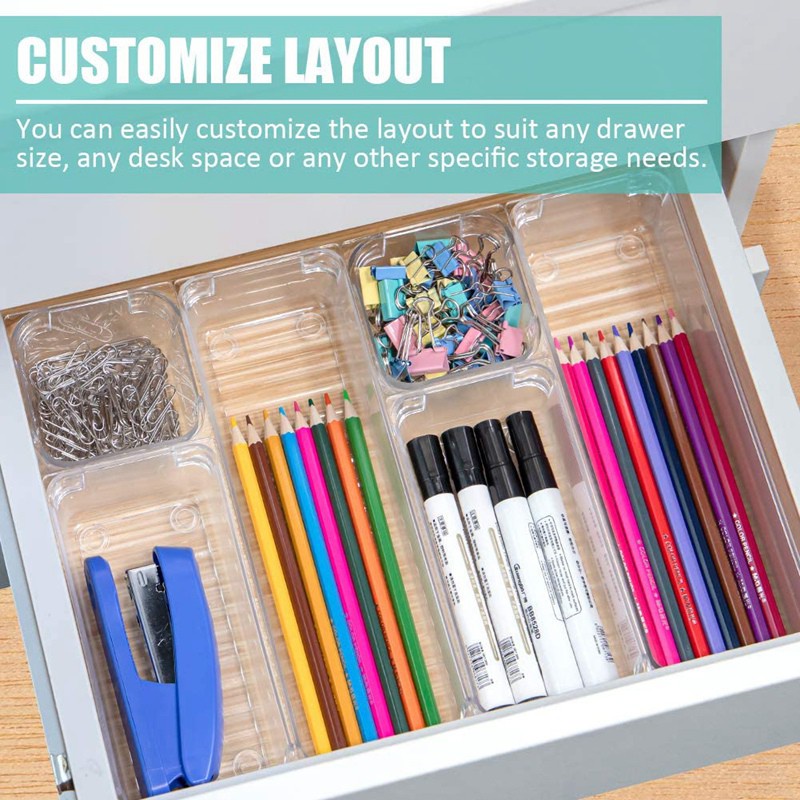 22 PCS Drawer Organizer - Makeup Drawer Organizer 5 Size Plastic Acrylic Drawer Organizer Versatile Kitchen Office