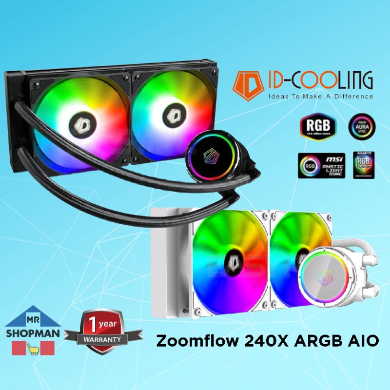 ID Cooling Zoomflow 240x Black / Snow White AIO ARGB IDCooling 240 X ...