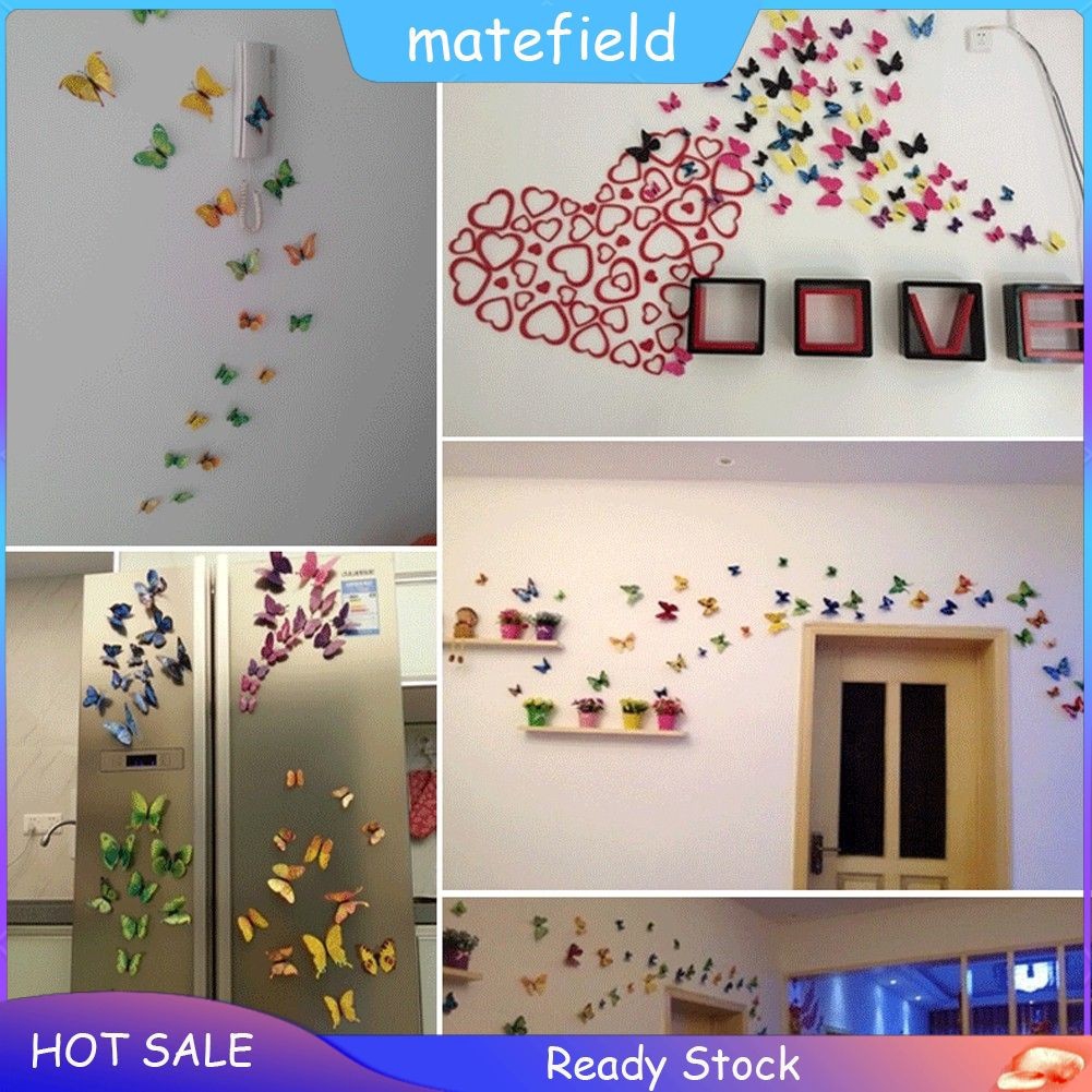 12pcs Lot Diy 3d Butterflies Wall Stickers Magnet Pvc Plastic Butterflies Wallpaper Stickers For Shopee Philippines