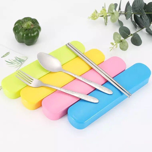 3in1 Spoon Fork and Chopsticks Set with Organizer Box Cutlery Set Utensils Set Shopee Philippines