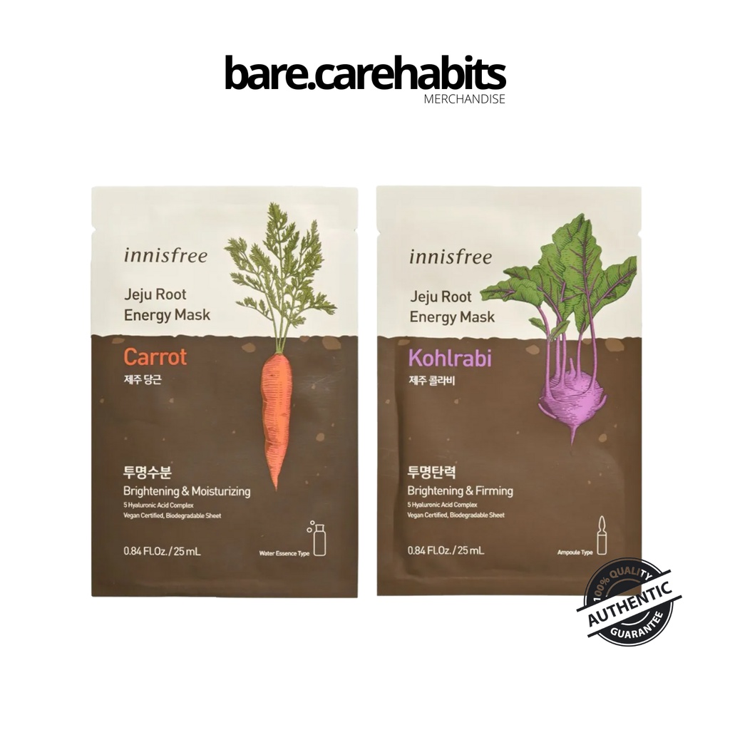 Innisfree Jeju Root Energy Masks 25 mL (Carrot/Kohlrabi) Shopee