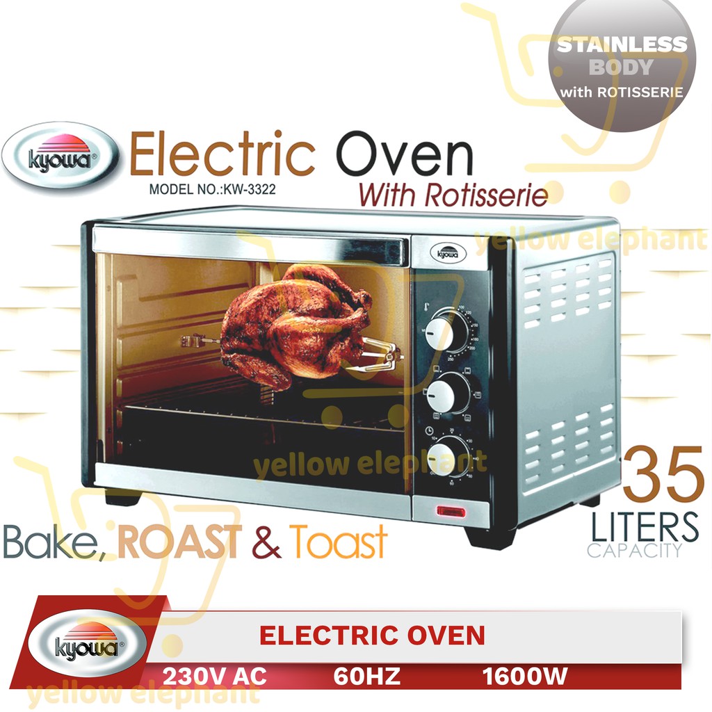 Kyowa 35L Electric Oven w/ Rotisserie Stainless Steel Body 1600W Shopee Philippines