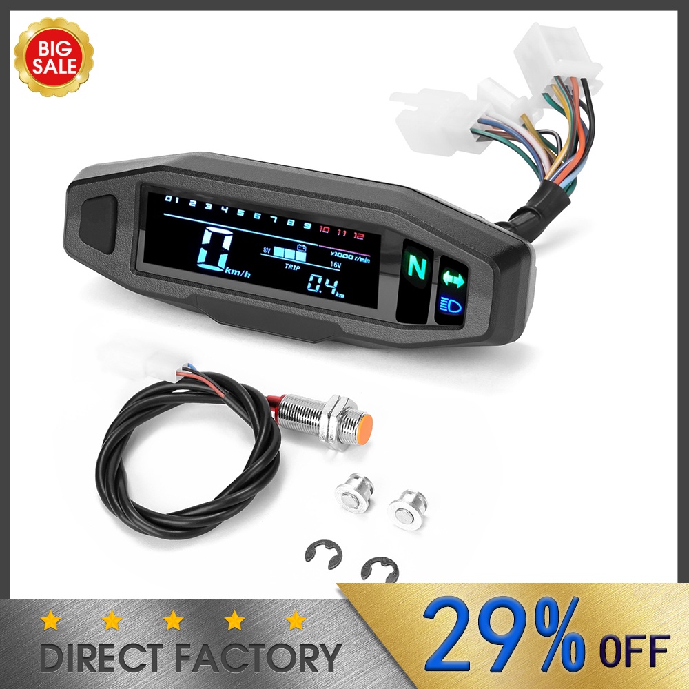 Mini Universal LCD Digital Motorcycle Meter Speedometer Digital Odo ...