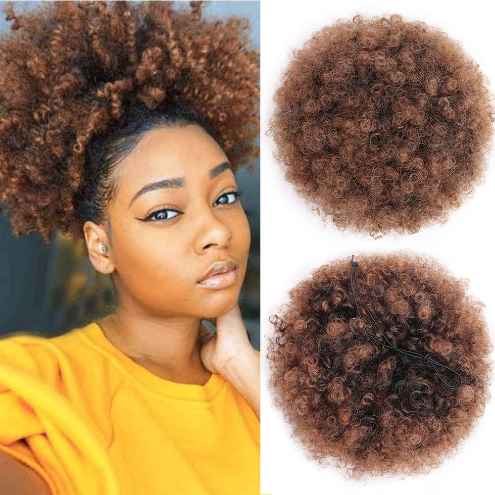 Hairpiece Hair Afro Puff Bun Synthetic Curly Chignon For Black Women With  Drawstring And Clips Wig S | Shopee Philippines