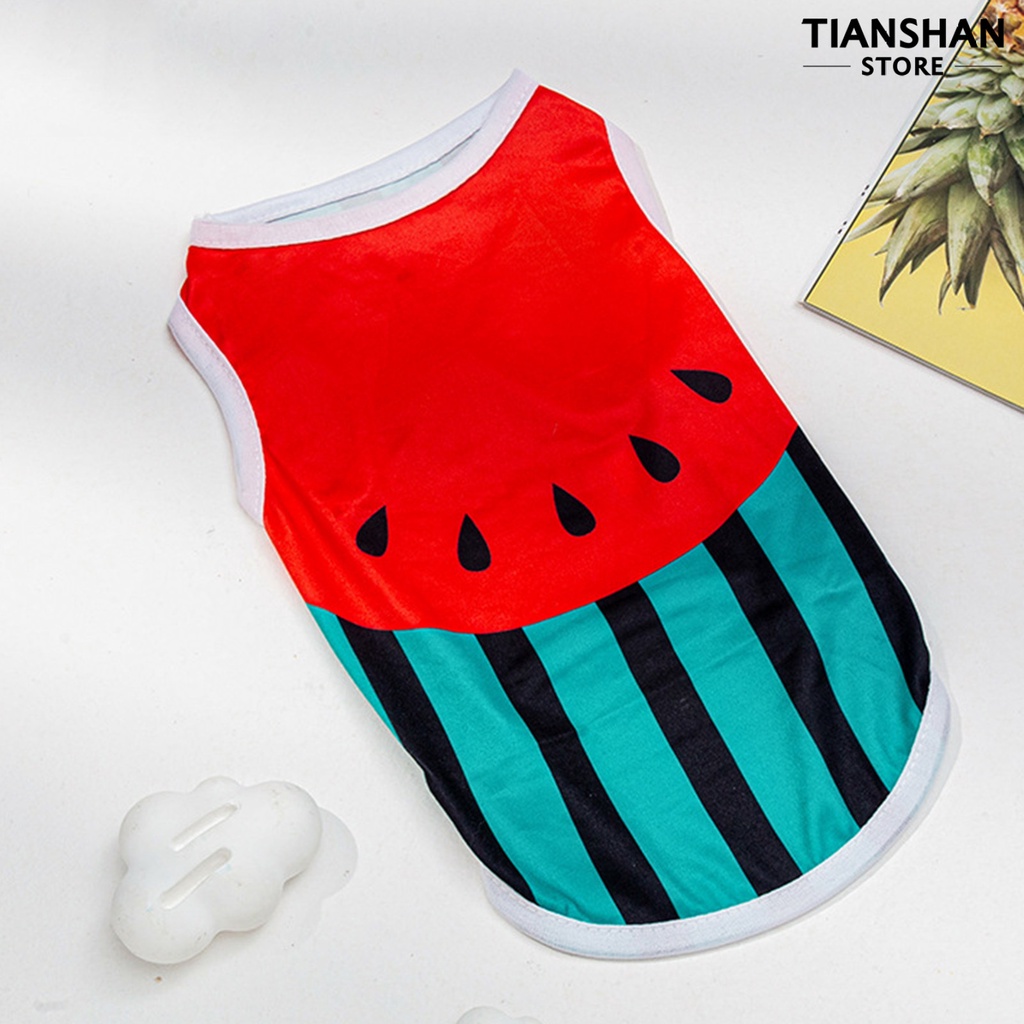 Tianshan Pet Pajamas Stripe Pattern Letters Printing Watermelon Drawing Pet Dog Sleeveless Coat Clothes for Outdoor #6