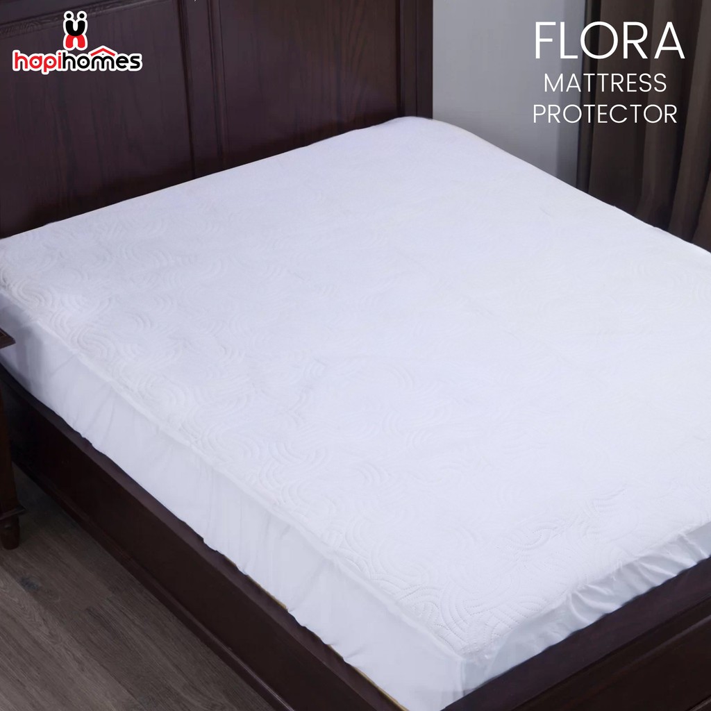 Hapihomes FLORA Mattress Protector 150cm X 200cm Queen Size White