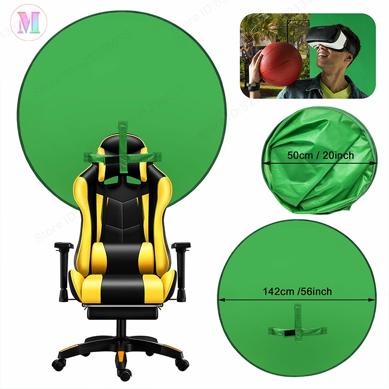 Portable green screen webcam round background gaming chair green