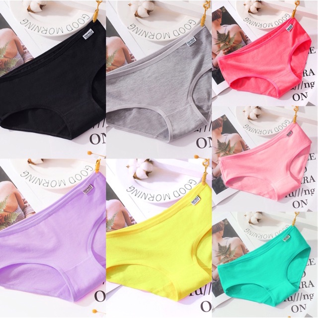 COD️6Pieces Women's Panties Ladies Underwear Candy Color Cotton Low Waist Panty Lingerie L-XL-XXL