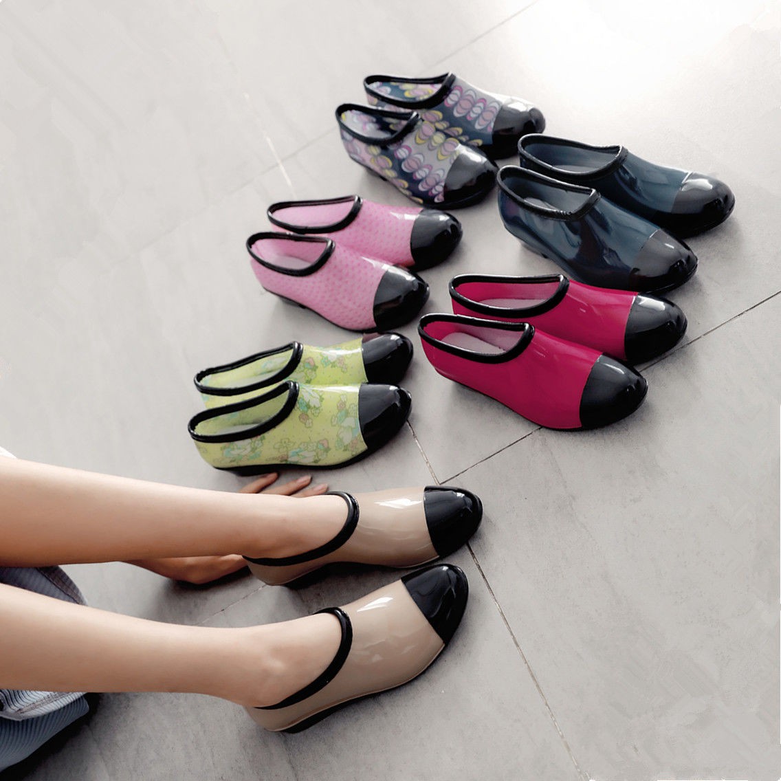 Rain boots women�s summer lowtop antiskid rain boots