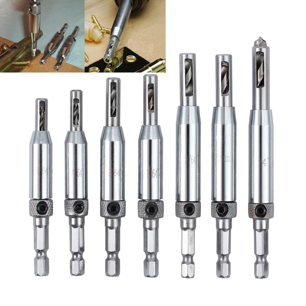 7x Hss Self Centering Hinge Hardware Drill Bit Set Pilot Hole