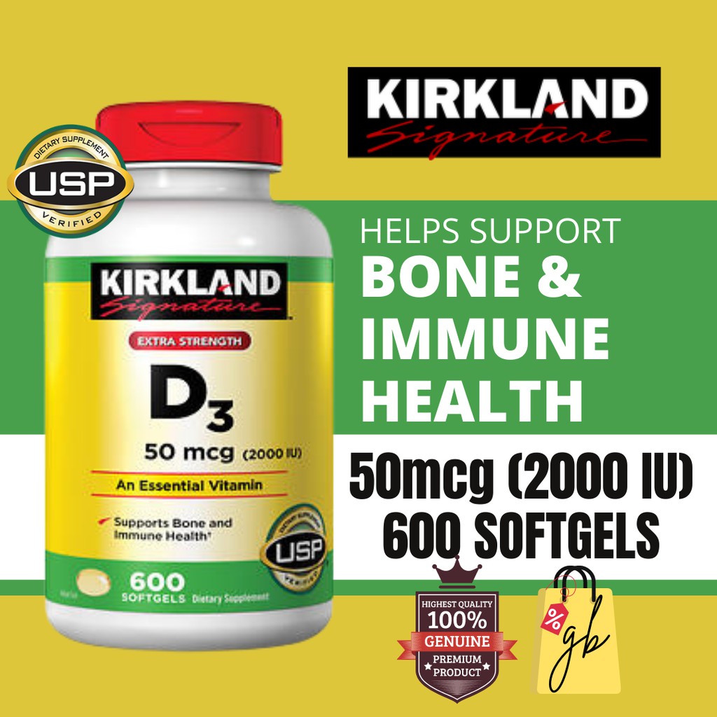 SALE Kirkland Signature Extra Strength Vitamin D3 50 mcg (2000IU)., 600