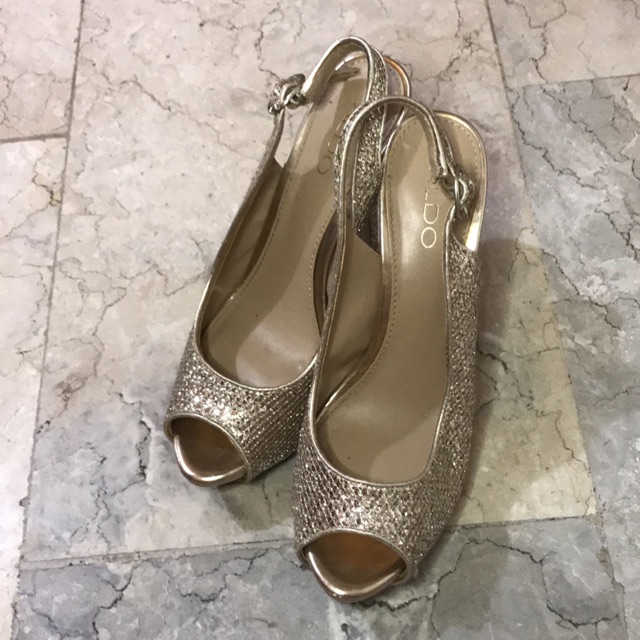 Pre-Loved Aldo Nean Gold Glitter Shoes | Shopee Philippines