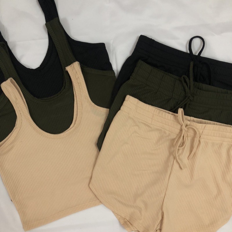 Sleeveless Crop Top and Shorts Coords [Loungewear Set] [Pambahay Terno ...