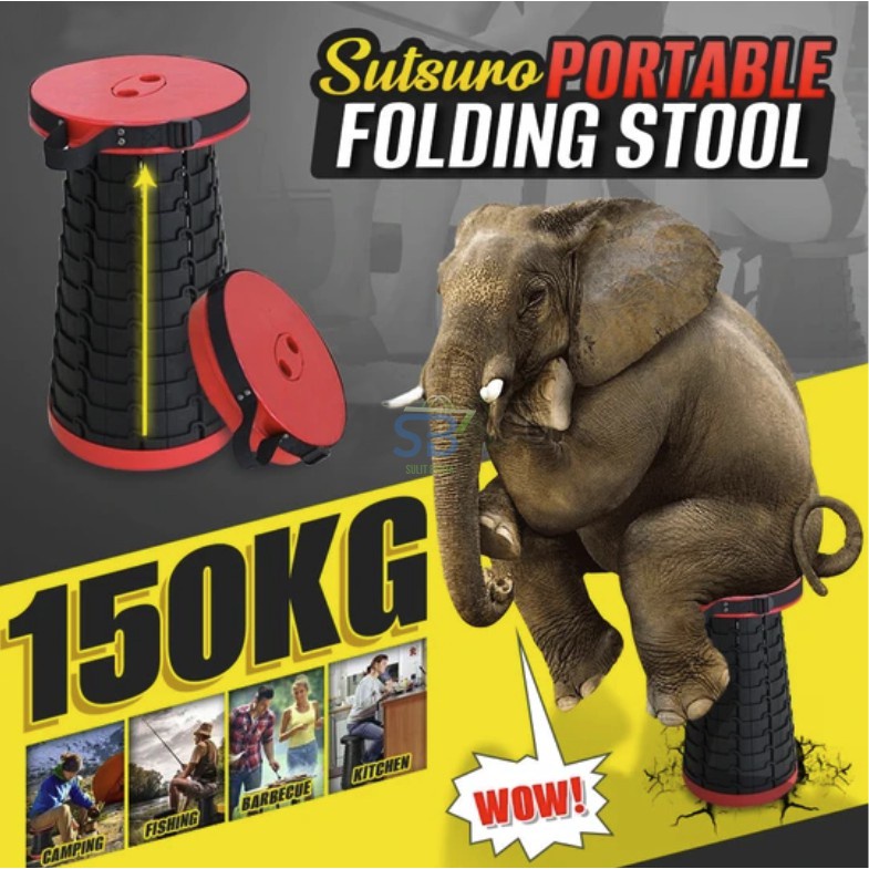 LS Retractable Stool Folding Chair Portable Telescopic Plastic Travel