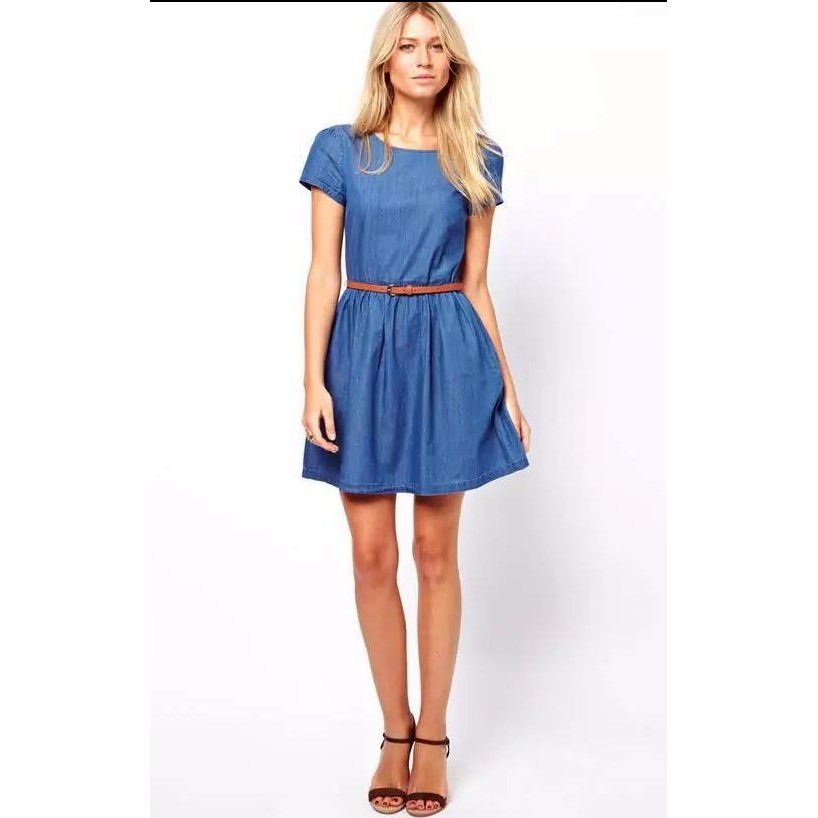 maong dress with belt