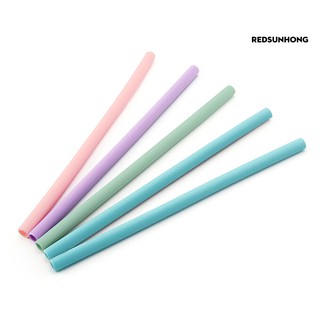 COD※ Juice Beverage Reusable Travel Straight Silicone Drinking Straw Pipe  #2