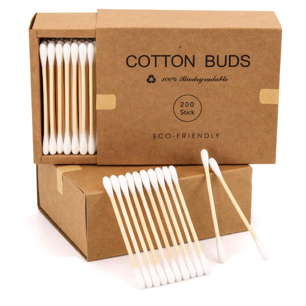 200pc Count Bamboo Organic Cotton Swabs,, Bamboo Cotton Swab Wood