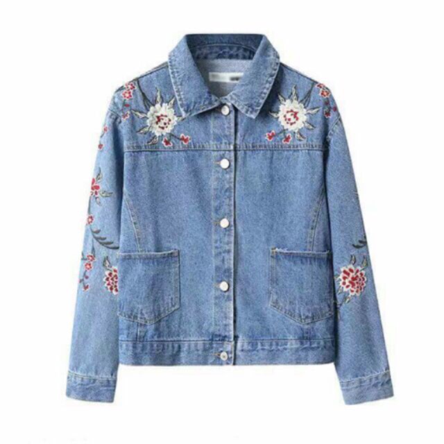 jacket maong w/ embroids | Shopee Philippines