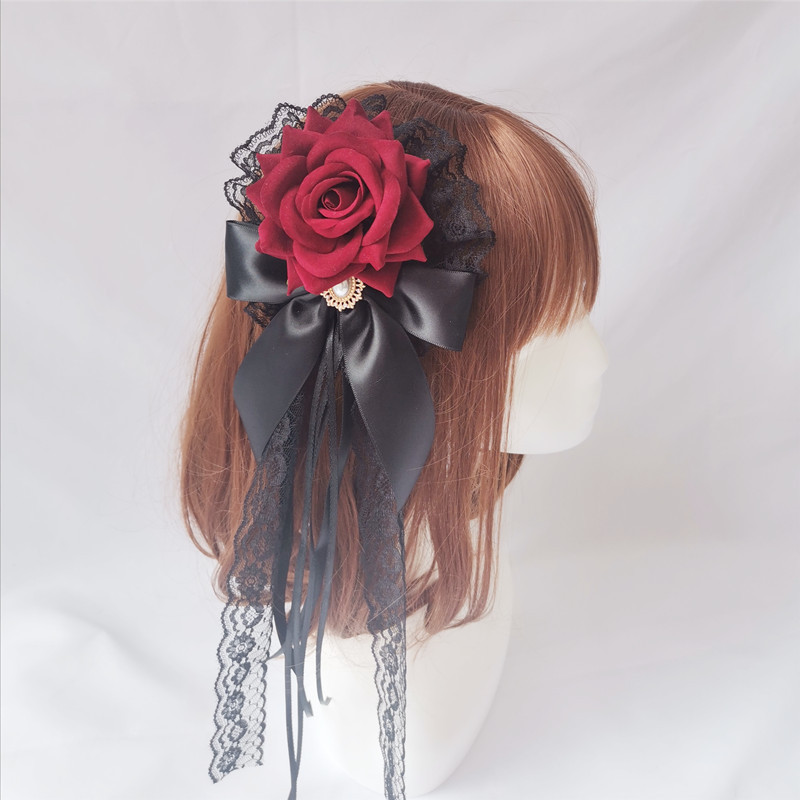 lolita Hair Accessories Velvet Rose Ball Clip Gothic Handmade Dark | Shopee  Philippines