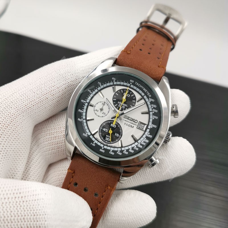 Seiko 1950 men chronograph watch waterproof calendar leisure quartz six