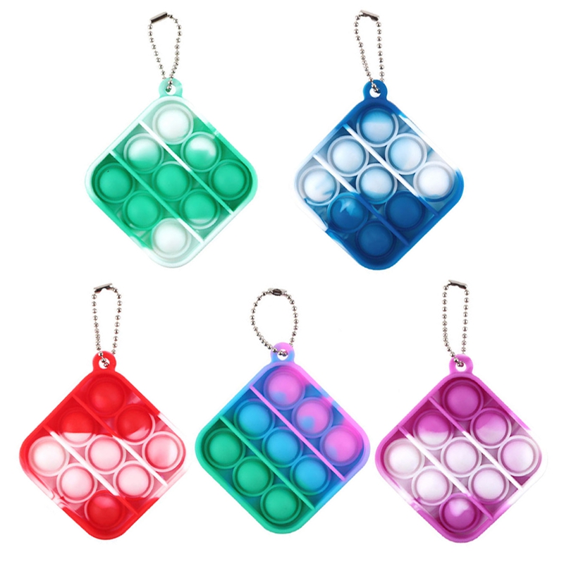 Auidy_6TXD 4 Pezzi Mini Pop Fidget Simple Dimple Toy Mini Push Pop Fidget Toy Keychain Mini Rainbow Tie Dye Bubble Wrap Sensory Toy Giocattolo Sensoriale Giochi per Bambini Adulti Spuntini