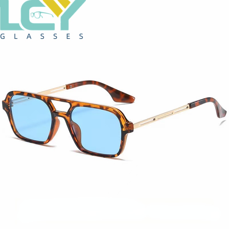 LCYY new double beam hollow sunglasses 2022 new retro net red concave shape square sunglasses 3517 (spot)