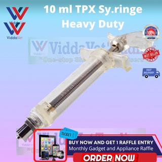 1pc TPX Syringe - 10ml Clear fiberglass injection for animals livestock pig pet dog cow cat Viddavet