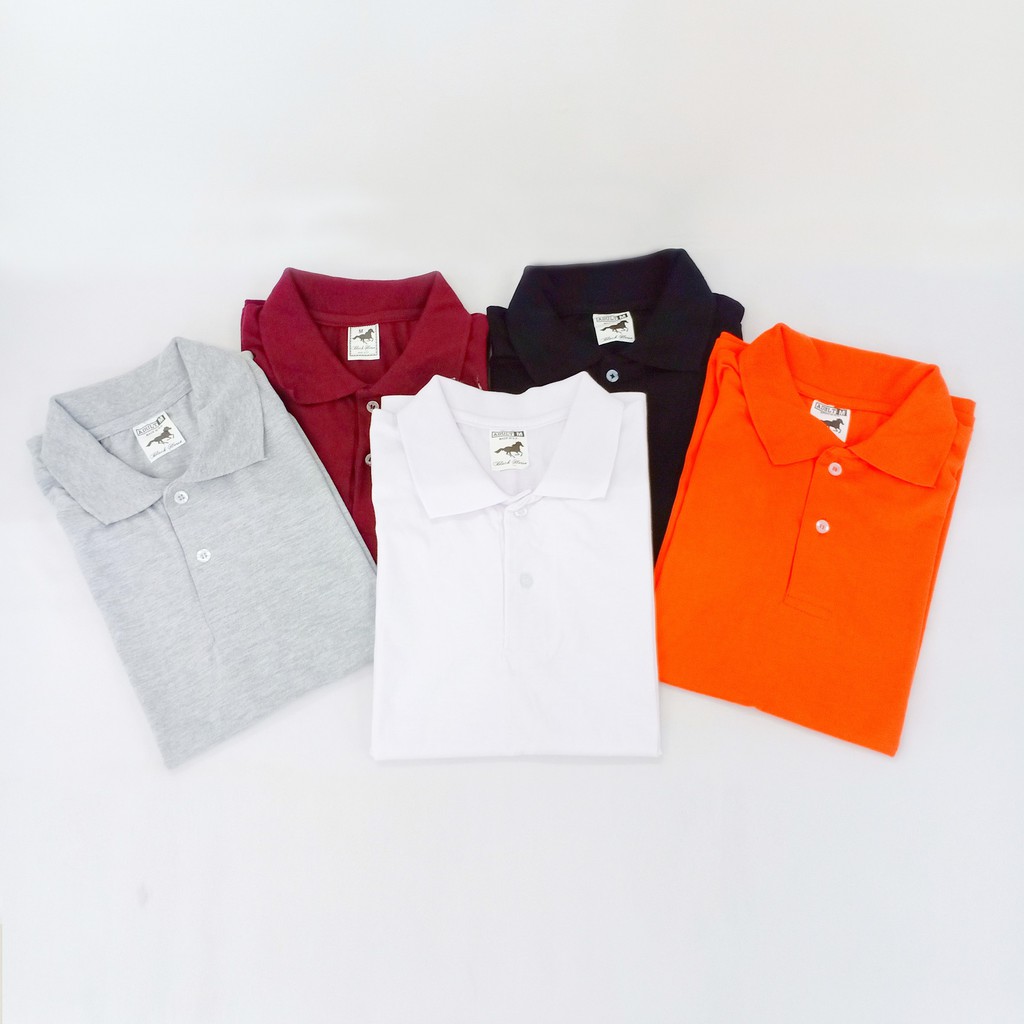 white polo shirt with orange horse