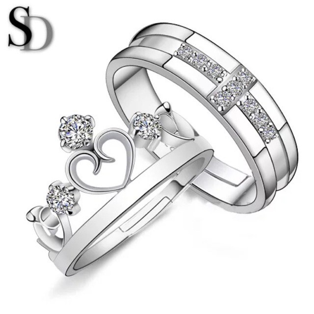 Sd King And Queen Crystal Wedding Crown Couple Ring Shopee