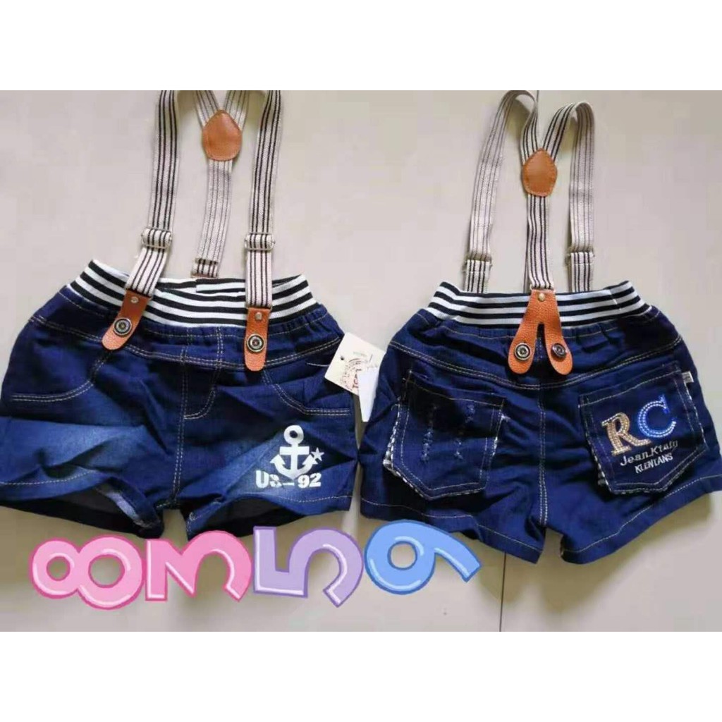 baby boy jean shorts with suspenders