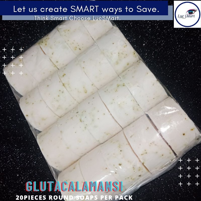 GlutaCalamansi With Baking Soda Tea Tree Oil and Shea Butter Soap 20Pieces Round Soaps Per Pack
