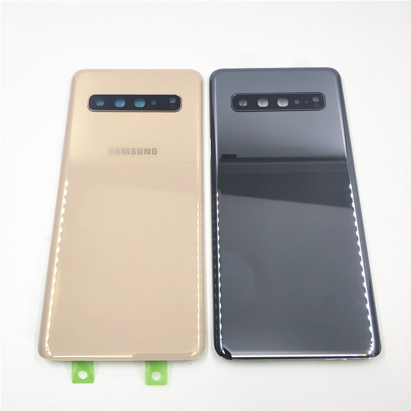 Crown Silver Galaxy S10 5G Cover Back Glass Replacement Camera Frame Lens Parts for Samsung Galaxy S10 SM-G977U G977N 5G Back Cover Glass Door Housing Tools 