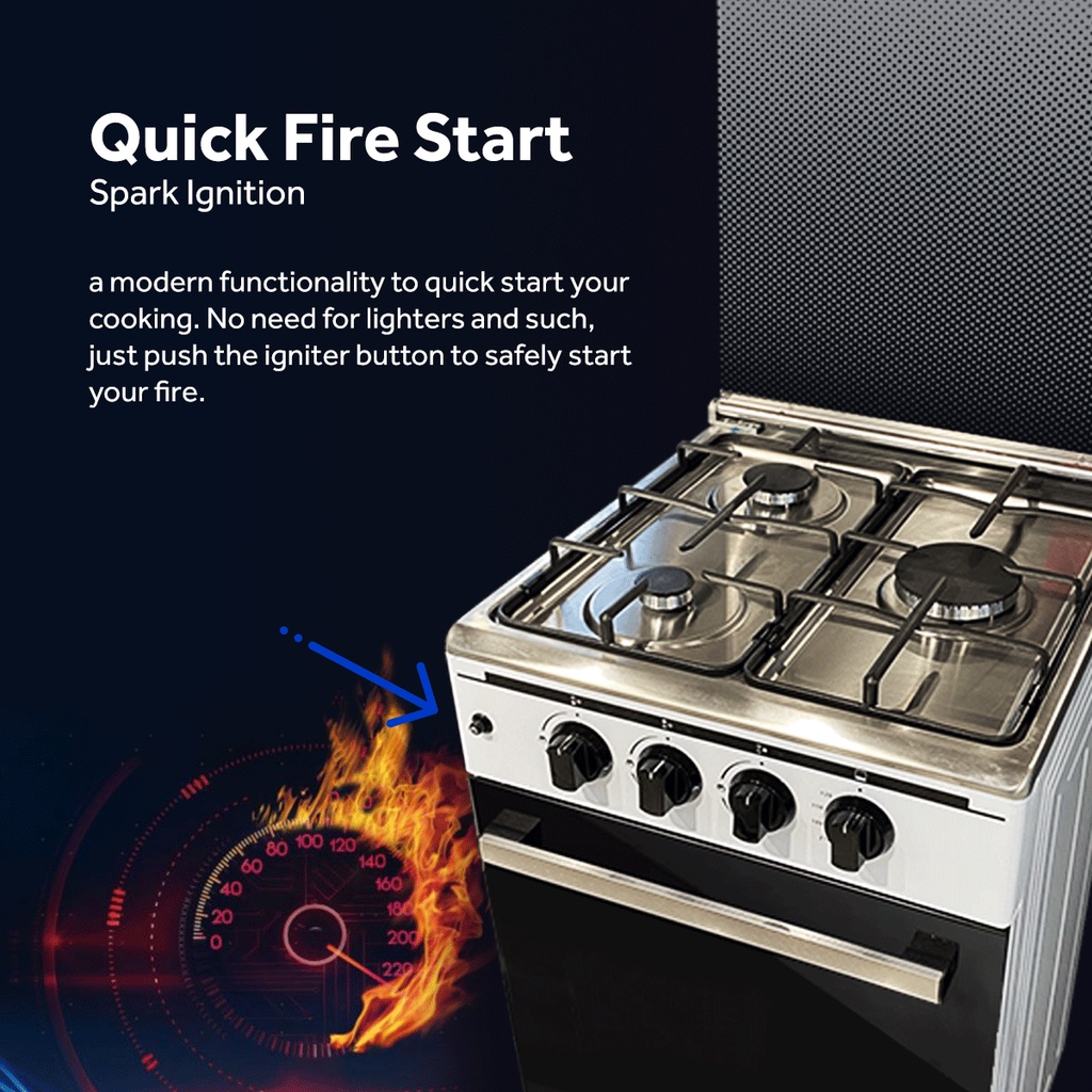 Haier HFS503G63GO 50cm Gas Range 3 Burners with 63L Single Burner Gas